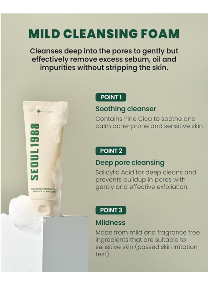 K-SECRET - SEOUL 1988 Cleansing Foam : Pine Cica 1% + Probiotics 150 ml - Image 1