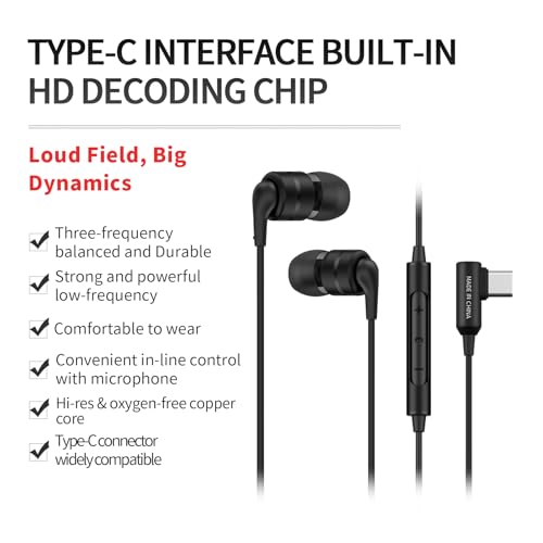 SoundMAGIC E80D USBC inEar Stereo Headphones LShape Plug inLine Controller Metal Housing 10mm Dynamic Drivers WaterDust Proof Black - Image 3