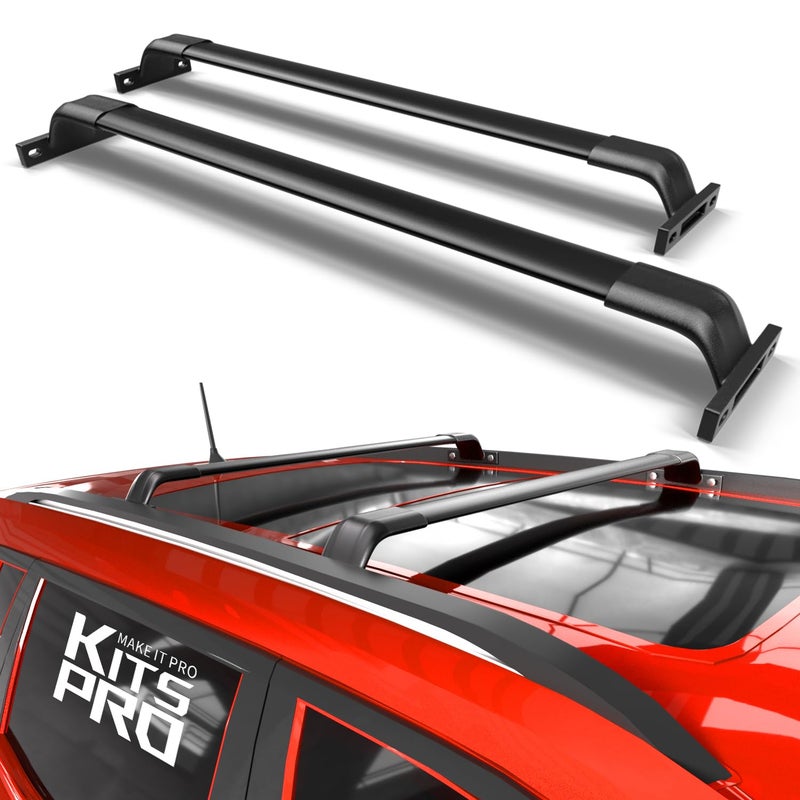 حامل سقف كيتس برو 260 رطل لأشرطة السقف المتقاطعة لجيب كومباس 2018-2025 فقط تناسب القضبان الجانبية المدمجة من المصنع باللون الأسود غير اللامع من الألمنيوم الثقيل