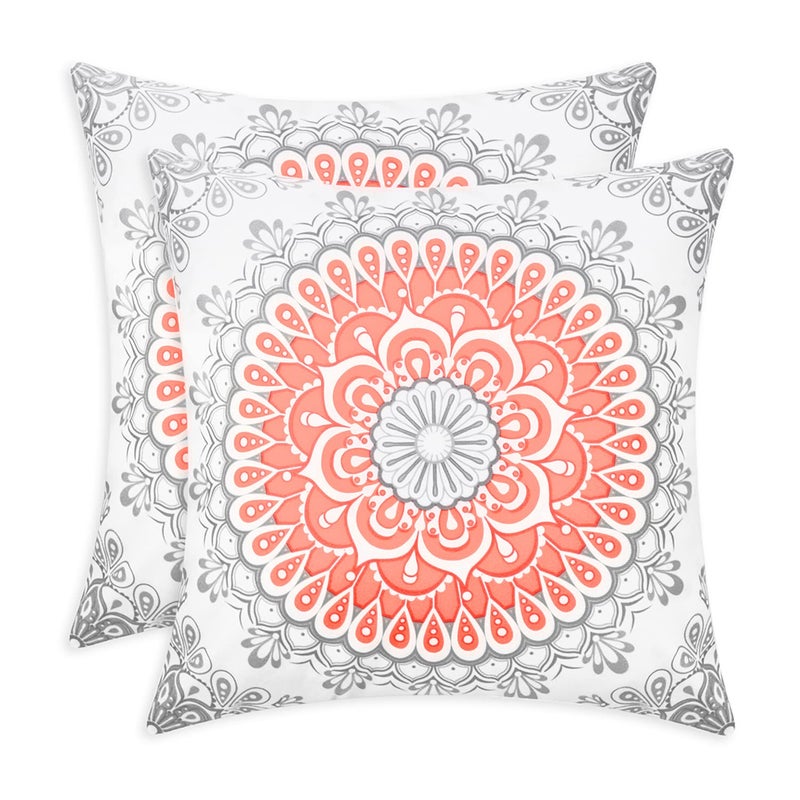 كالي تايم Calitime Throw Pillow Cover Pack of 2 Fleece Mandala Mandala Dahlia Floral Medallion Compass Comples Cashion Cashion for Couch Bed Sofa Decoration 20 × 20 بوصة معيشة رمادية رمادية - Image 1