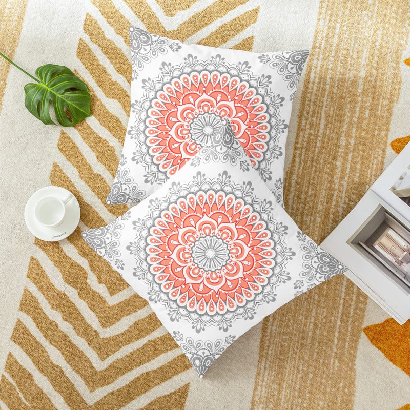 كالي تايم Calitime Throw Pillow Cover Pack of 2 Fleece Mandala Mandala Dahlia Floral Medallion Compass Comples Cashion Cashion for Couch Bed Sofa Decoration 20 × 20 بوصة معيشة رمادية رمادية - Image 5