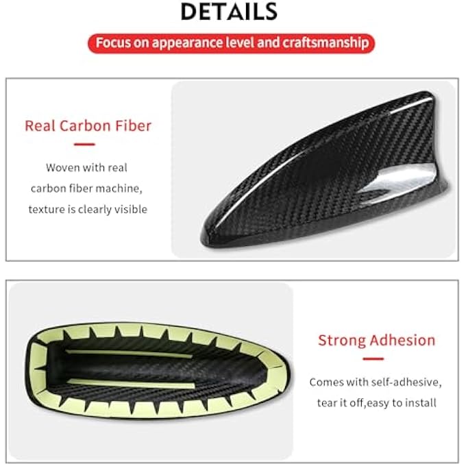 rayihni Compatible with Antenna Cover Shark Fin Trim Hood Real Carbon Fiber Automotive Roof Aerials for 11th Gen Honda Civic 2022 2023 2024 (Black) - Image 3