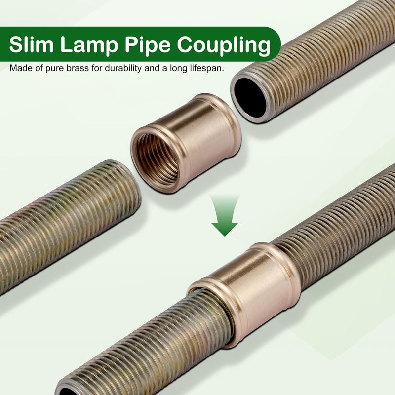 EMNOOTI Lamp Pipe Locknut,Lamp Rod Couplings,Brass Lock Nut Fasteners for Standard 1/8 IP Threaded Pipe,Perfect for Lamp Assemlby or Repair,Lamp Tube Threaded Locknuts - Image 4