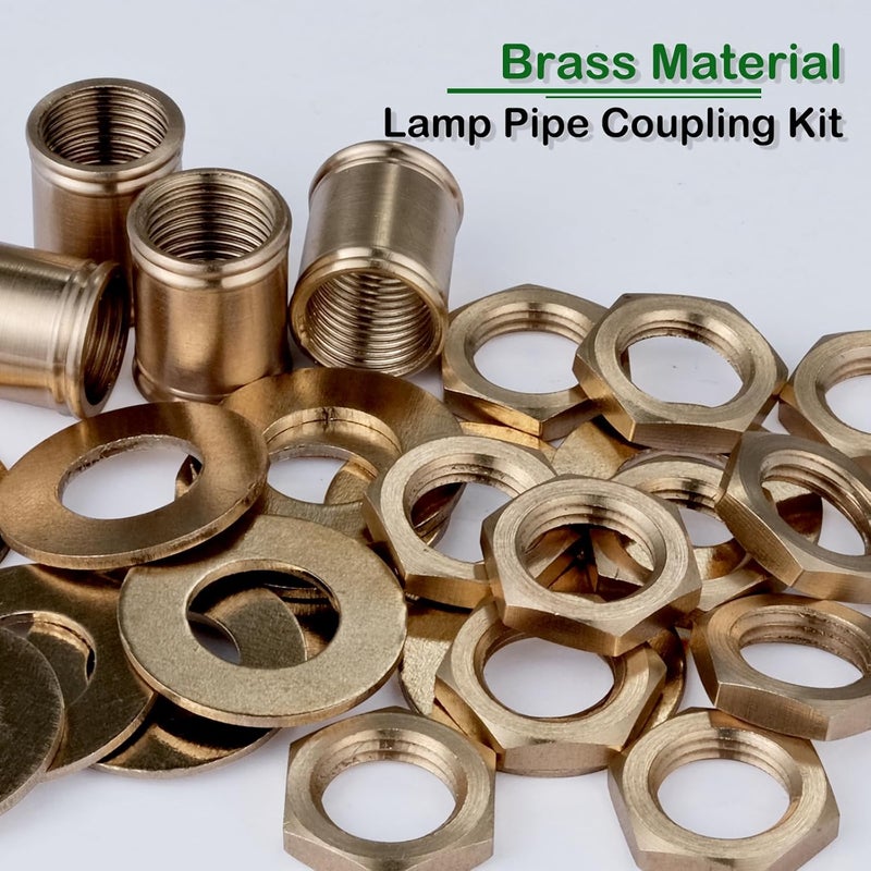 EMNOOTI Lamp Pipe Locknut,Lamp Rod Couplings,Brass Lock Nut Fasteners for Standard 1/8 IP Threaded Pipe,Perfect for Lamp Assemlby or Repair,Lamp Tube Threaded Locknuts - Image 2