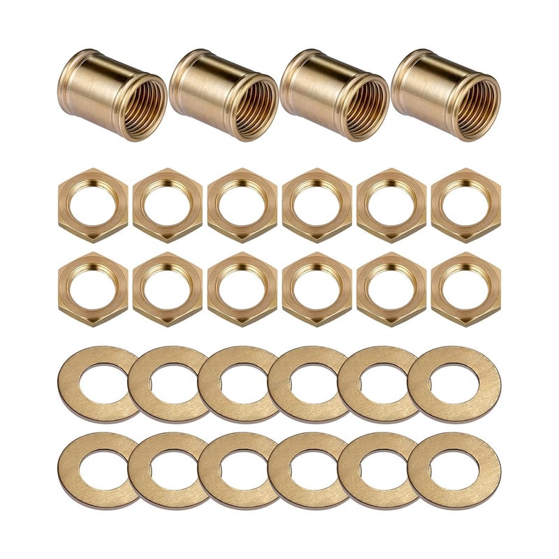 EMNOOTI Lamp Pipe Locknut,Lamp Rod Couplings,Brass Lock Nut Fasteners for Standard 1/8 IP Threaded Pipe,Perfect for Lamp Assemlby or Repair,Lamp Tube Threaded Locknuts - Image 1