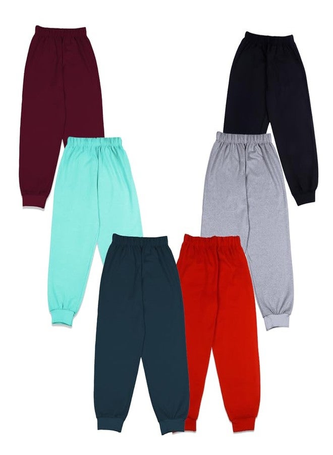 Sakuya Cotton Kids Jogger Pants Combo Pack of 6 | Soft & Breathable Fabric | Elastic Waistband for a Snug Fit | Stretchable Cuffs | Casual Bottoms for Boys & Girls |0 Months-12 Months,Multicolor 1 - Image 1