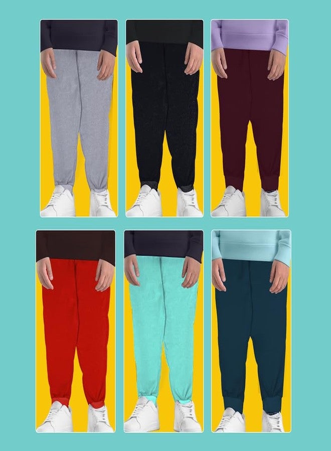 Sakuya Cotton Kids Jogger Pants Combo Pack of 6 | Soft & Breathable Fabric | Elastic Waistband for a Snug Fit | Stretchable Cuffs | Casual Bottoms for Boys & Girls |0 Months-12 Months,Multicolor 1 - Image 2