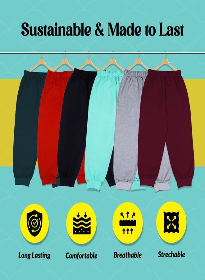 Sakuya Cotton Kids Jogger Pants Combo Pack of 6 | Soft & Breathable Fabric | Elastic Waistband for a Snug Fit | Stretchable Cuffs | Casual Bottoms for Boys & Girls |0 Months-12 Months,Multicolor 1 - Image 4
