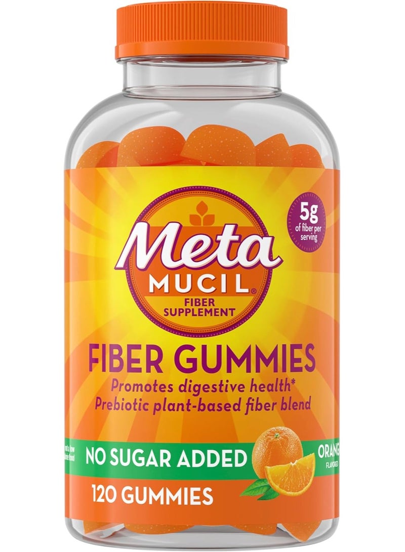 Metamucil جواهر الألياف للبالغين، بنكهة البرتقال بدون سكر مضاف، 5 جرام بروبيوتيك 120 حبة - Image 1