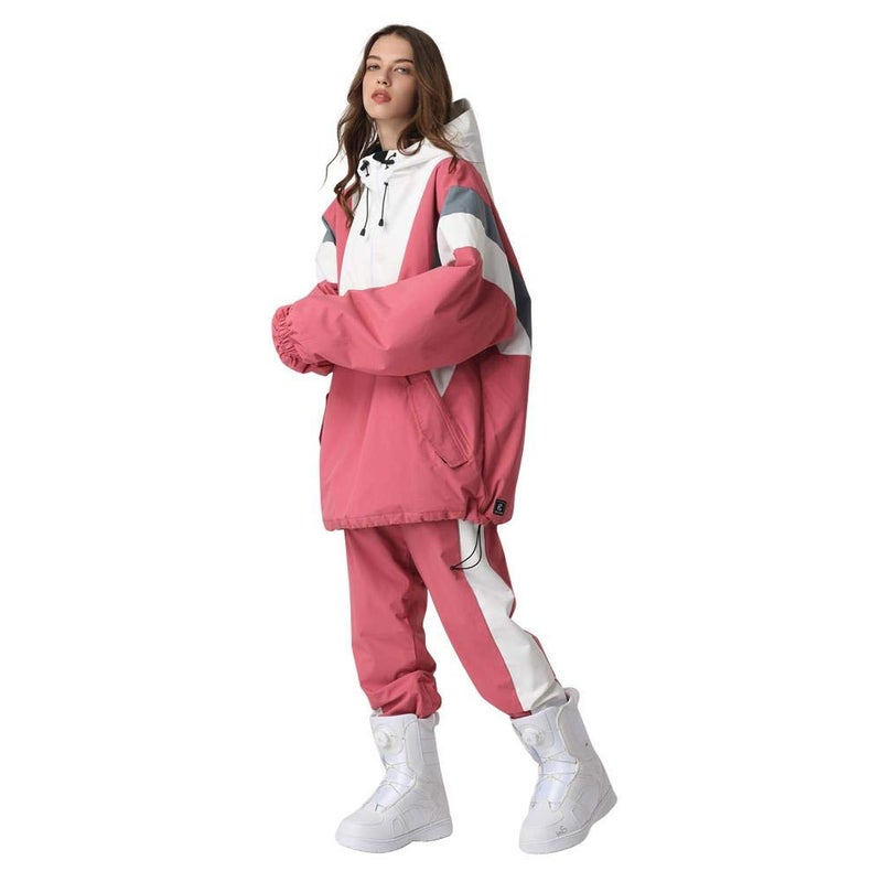 SEARIPE Couples Ski Suit Womens Ski Jackets and Pants Set Two Pieces Loose Snow Suits Men Winter SnowsuitRedS