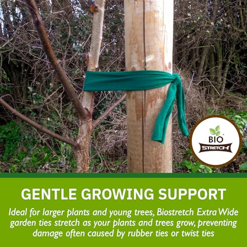 Biostretch Extra Wide Soft Tree Ties - Strong & Stretchy Support for Large Plants & Young Trees - Cut-to-Length Green Garden Tape for Home & Professional Gardening (52 ft / 16M) - Image 3