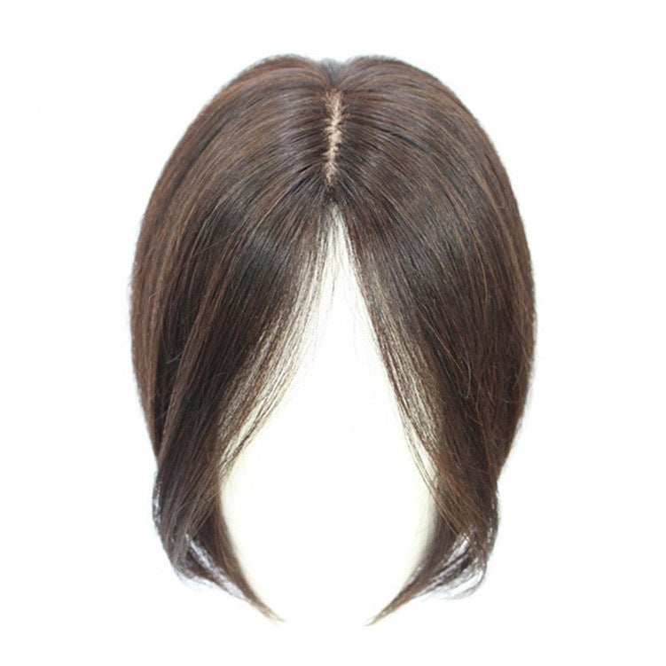 Generic Real hair wig head hair patch womens white hair covering breathable invisible hair top wig natural hair patchMechanism 10*8 Black about 28cm Mechanism 10*8 Black about 28cm 