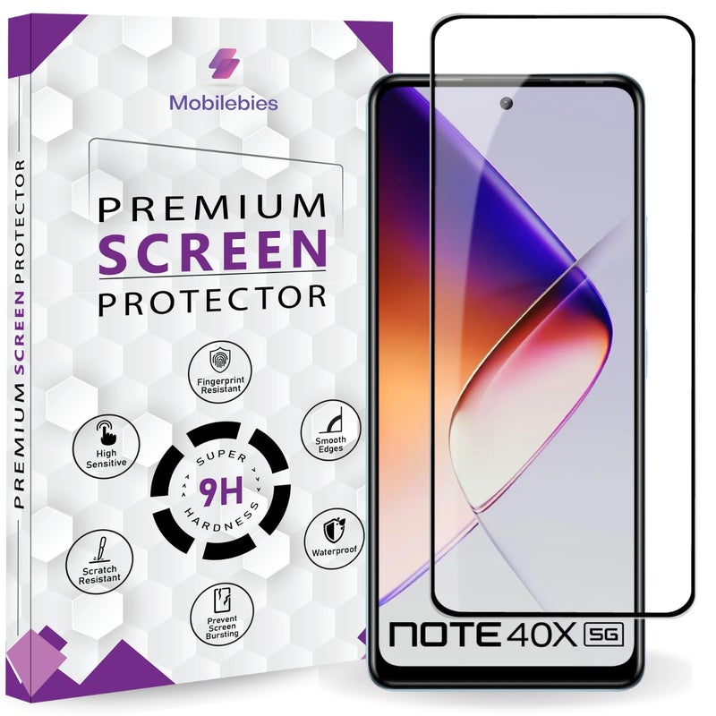 Mobilebies Premium Tempered Glass Screen Protector Guard For Infinix Note 40X 5G (6.78 Inch, Pack of 1) | Edge to Edge Coverage With Easy to installation kit - Image 1