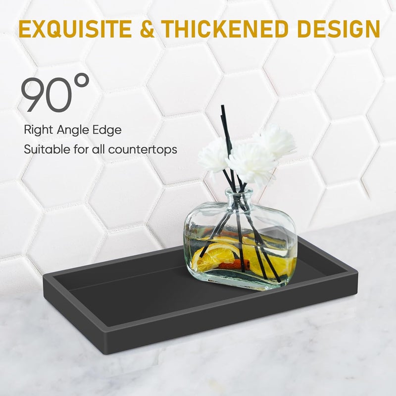 EG-SIPRO Silicone Bathroom Tray,Shatterproof Small Black Bathroom Tray,High-Grade Silicone Durable Vanity Trays for Bathroom Soap Dispenser Tray Toilet Tank Tray-7.8 * 3.9 in - Image 3