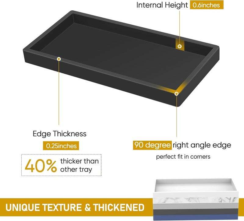 EG-SIPRO Silicone Bathroom Tray,Shatterproof Small Black Bathroom Tray,High-Grade Silicone Durable Vanity Trays for Bathroom Soap Dispenser Tray Toilet Tank Tray-7.8 * 3.9 in - Image 2