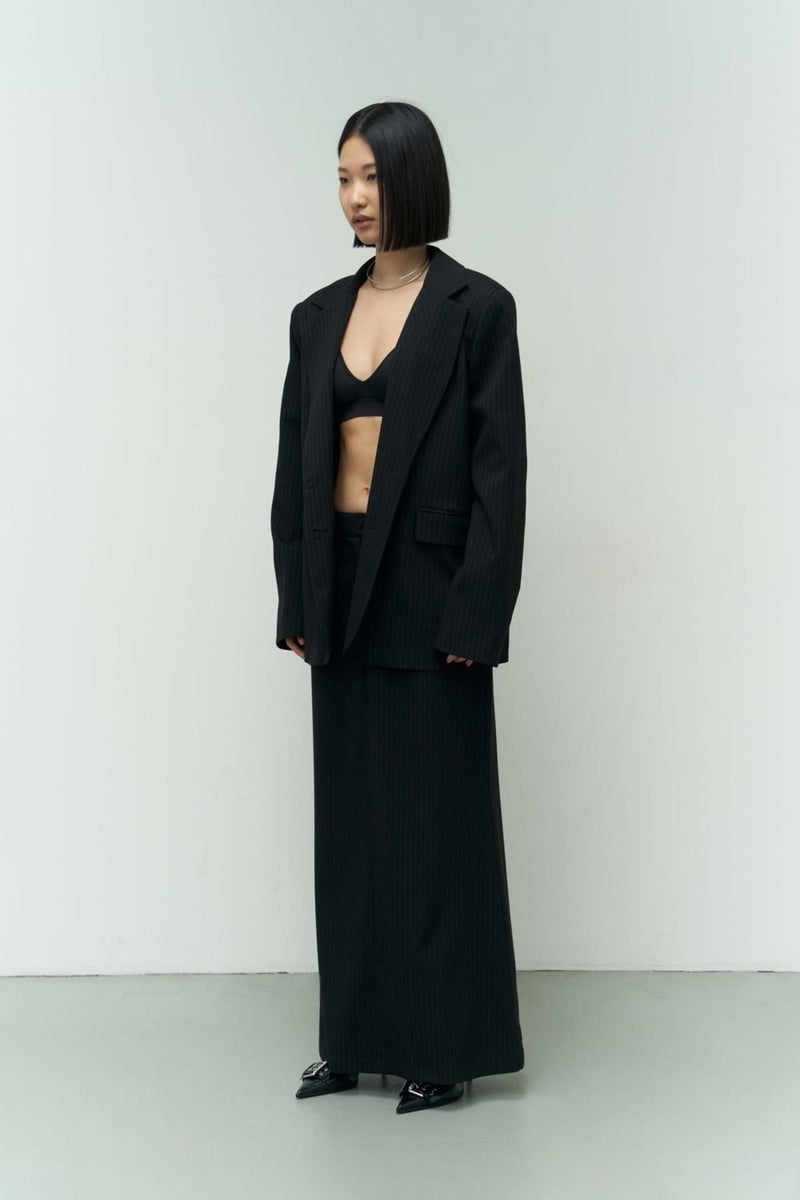 Mai Collection Bruno Striped Black Blazer  - Image 2