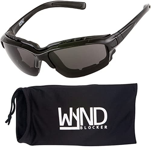 WYND Blocker Motorcycle Riding Glasses Extreme Sports Wrap Sunglasses, Black, Smoke - Image 1