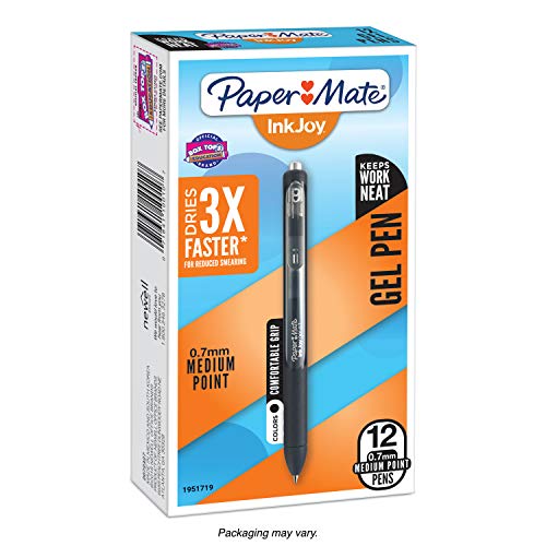 Paper Mate® InkJoy® Gel Pens, Medium Point, 0.7 mm, Black Barrel, Black Ink, Pack Of 12 - Image 1