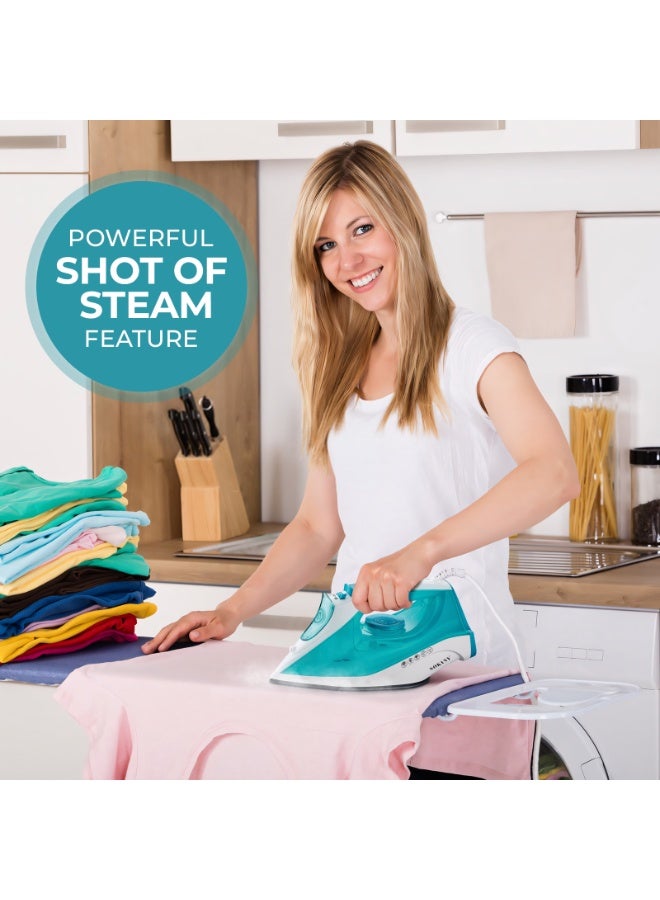 2200W Steam Iron,450ml Water Tank, Ceramic-Coated Soleplate, Anti-Drip, Anti-Calc, Auto Shutoff, Vertical Steam, Self-Clean, Steam Burst, 360 Degree Swivel Power Cord(Green) - view 3