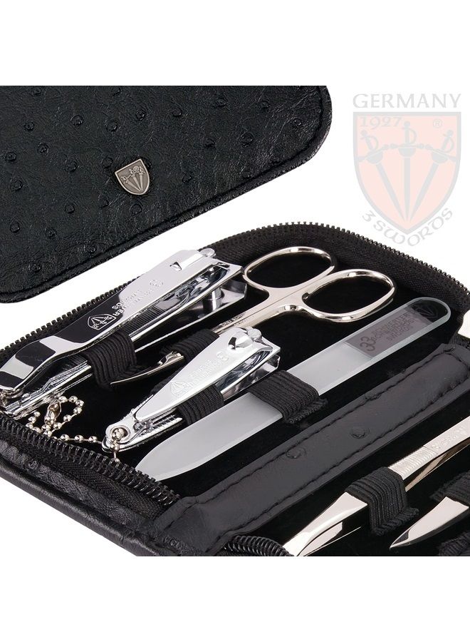 3 Swords Germany brand quality 8 piece manicure pedicure grooming kit set for professional finger & toe nail care scissors clipper fashion leather case in gift box, Made in Solingen Germany (22009) - Image 4