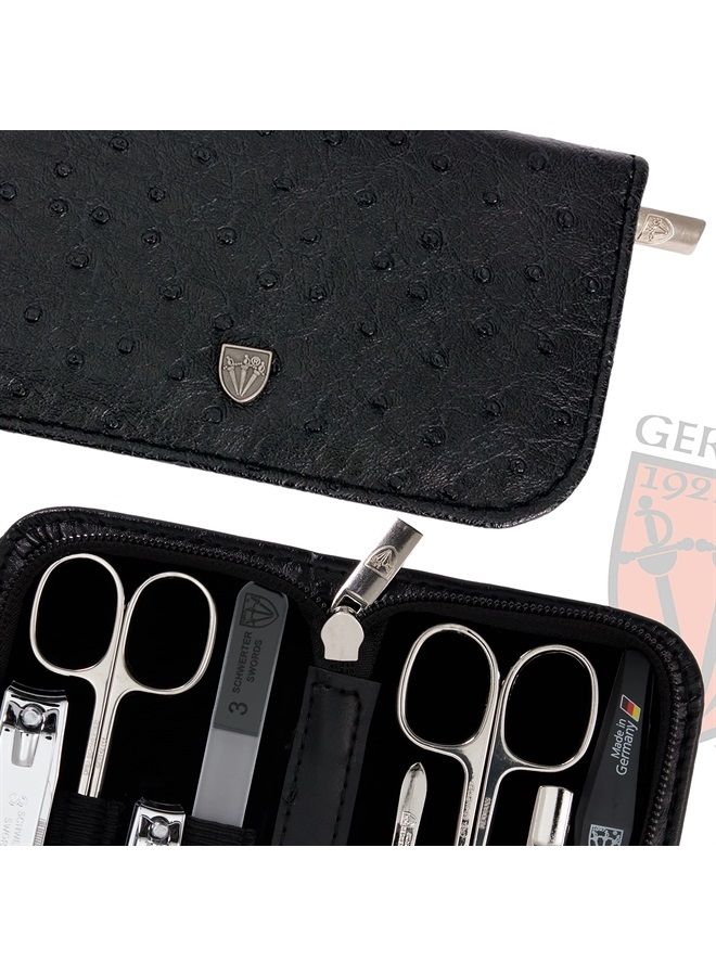 3 Swords Germany brand quality 8 piece manicure pedicure grooming kit set for professional finger & toe nail care scissors clipper fashion leather case in gift box, Made in Solingen Germany (22009) - Image 2