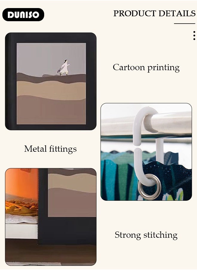 DUNISO Blackout Bottom Bunk Bed Curtains Dormitory Room Lightproof Decorative Roommate Privacy Cover Canopy Photo Background Decor Backdrop Blackout Curtain 2 Panels  - Image 2