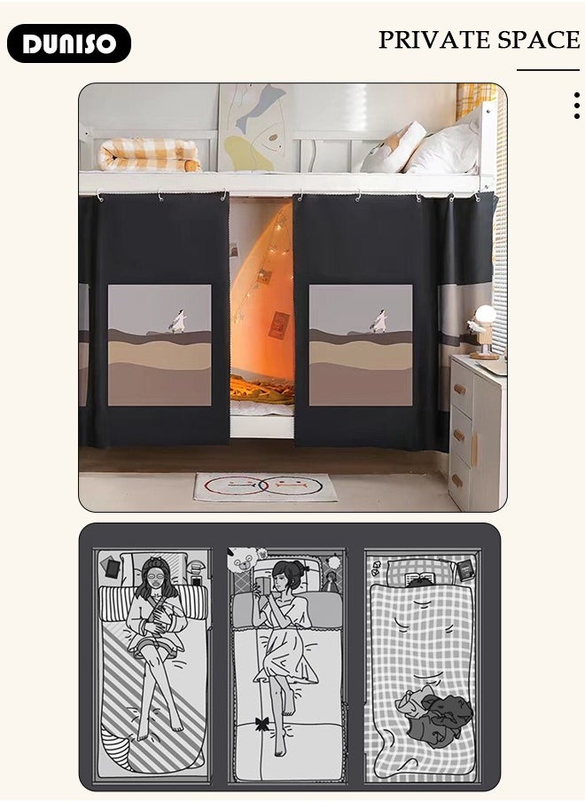 DUNISO Blackout Bottom Bunk Bed Curtains Dormitory Room Lightproof Decorative Roommate Privacy Cover Canopy Photo Background Decor Backdrop Blackout Curtain 2 Panels  - Image 5