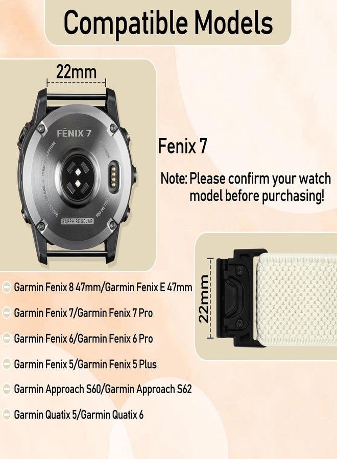 TumpCez Quickfit 22mm Bands for Garmin Fenix 8 47mm/Fenix E 47mm/Fenix 7/Fenix 7 Pro/Fenix 6/Fenix 6 Pro/Fenix 5/5 Plus/Epix Gen 2/Approach S62/S60 Band,Elastic Watch Nylon Strap Wristband - Image 2