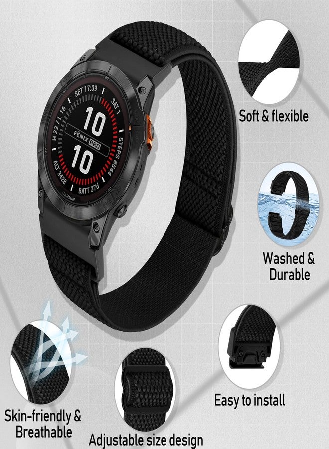 TumpCez Quickfit 22mm Bands for Garmin Fenix 8 47mm/Fenix E 47mm/Fenix 7/Fenix 7 Pro/Fenix 6/Fenix 6 Pro/Fenix 5/5 Plus/Epix Gen 2/Approach S62/S60 Band,Elastic Watch Nylon Strap Wristband - Image 4
