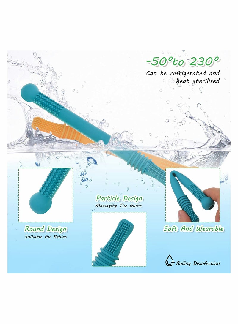 KASTWAVE Hollow Teether Tubes, Silicone Baby Teething Tube Toys, Chew Straws Toy for Babies Molars - Image 2