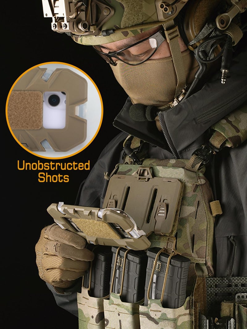 EralcNa Tactical Gear Plate Carrier Vest Accessories Phone Chest Mount Holder for Screen Size 4.7"-6.7",Tan - Image 2