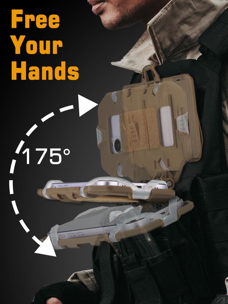 EralcNa Tactical Gear Plate Carrier Vest Accessories Phone Chest Mount Holder for Screen Size 4.7"-6.7",Tan - Image 4