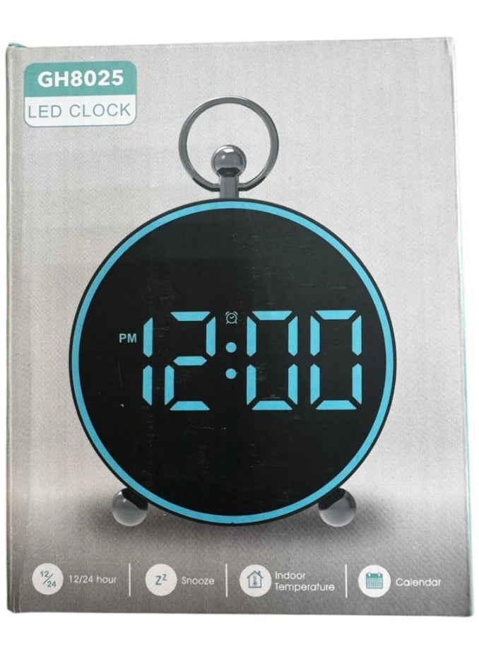 Green Tiger Digital LED Alarm Clock with Temperature Display, Snooze, and Calendar - Black/White