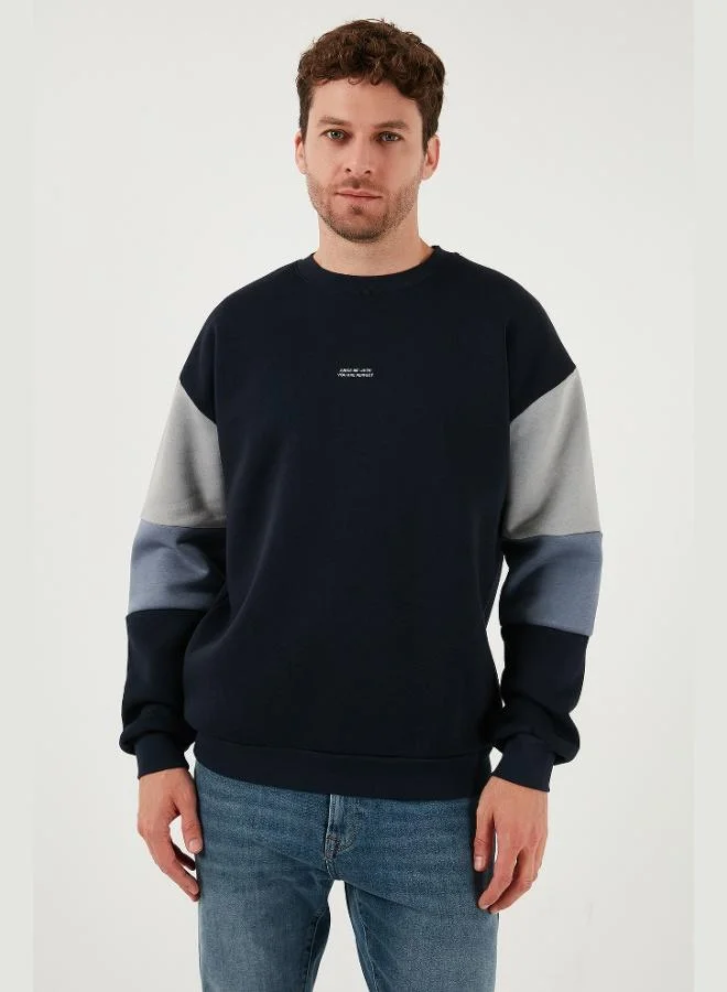 Buratti  Buratti Cotton Relaxed Fit Crew Neck Raised Color Block Sweat Men's SWEAT 5905298T for Men | Best Price UAE