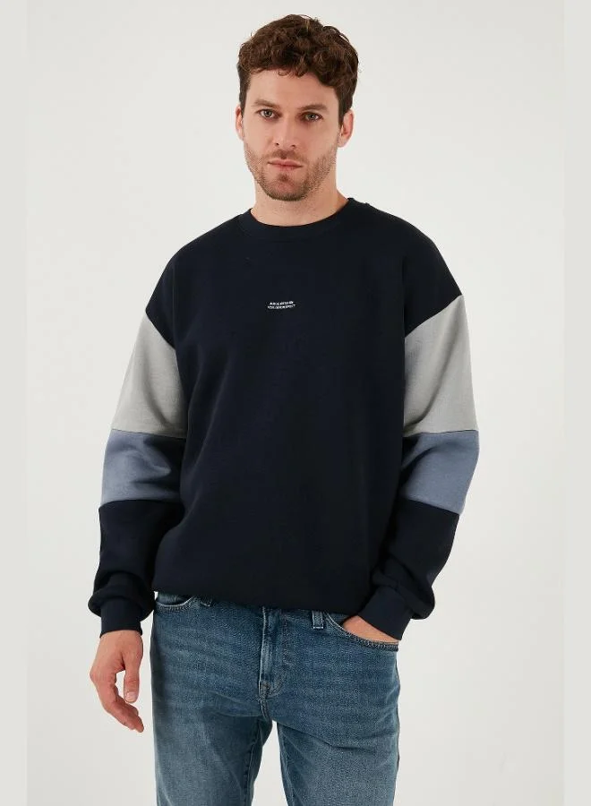 Buratti Cotton Relaxed Fit Crew Neck Raised Color Block Sweat Men's SWEAT 5905298T