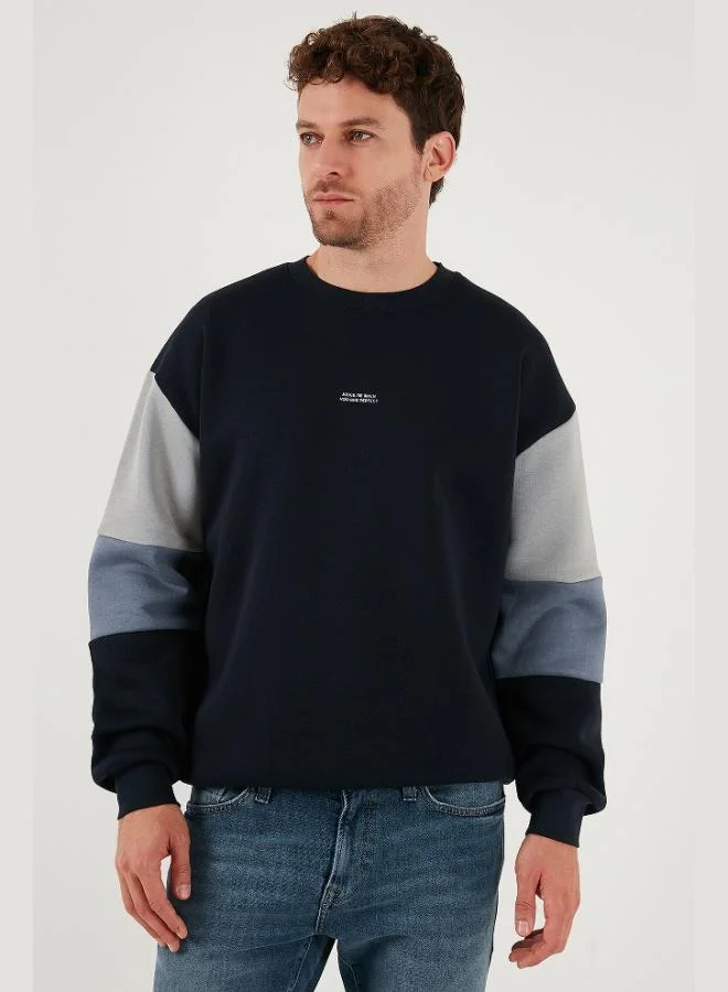Buratti  Buratti Cotton Relaxed Fit Crew Neck Raised Color Block Sweat Men's SWEAT 5905298T for Men | Best Price UAE