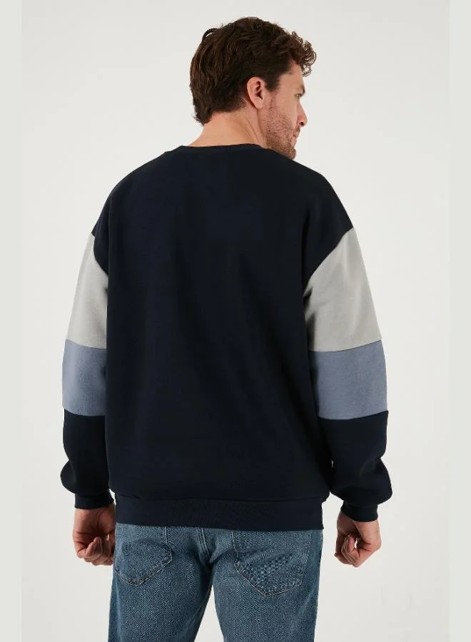 Buratti  Buratti Cotton Relaxed Fit Crew Neck Raised Color Block Sweat Men's SWEAT 5905298T for Men | Best Price UAE