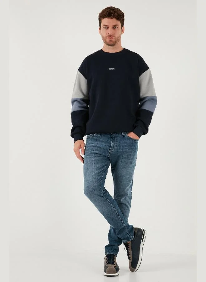 Buratti  Buratti Cotton Relaxed Fit Crew Neck Raised Color Block Sweat Men's SWEAT 5905298T for Men | Best Price UAE