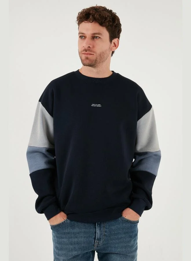 Buratti  Buratti Cotton Relaxed Fit Crew Neck Raised Color Block Sweat Men's SWEAT 5905298T for Men | Best Price UAE