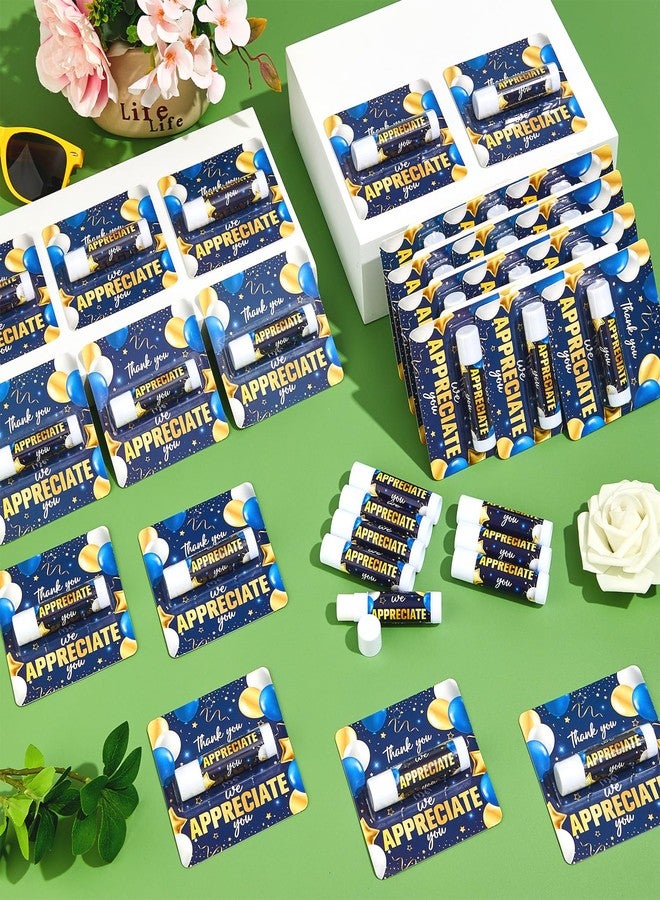 Lonfliness 30 Pack Thank You Lip Balm Gifts Bulk, Blue Gold Graduation Lip Balm Gift, Appreciation Party Favor for Teacher Classmate Coworker Employee We Appreciate You Retirement Party Supplies - Image 4