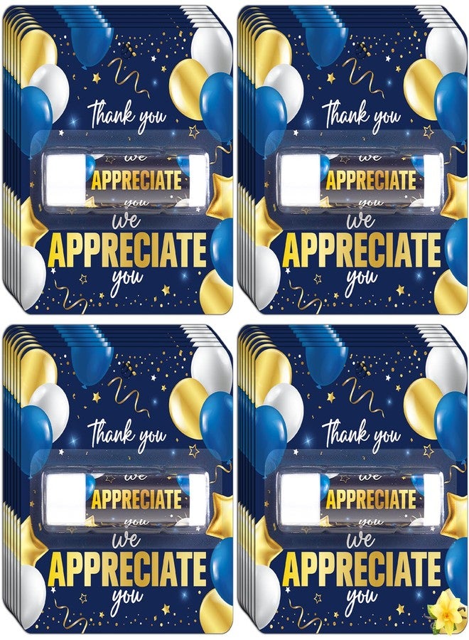 Lonfliness 30 Pack Thank You Lip Balm Gifts Bulk, Blue Gold Graduation Lip Balm Gift, Appreciation Party Favor for Teacher Classmate Coworker Employee We Appreciate You Retirement Party Supplies - Image 1