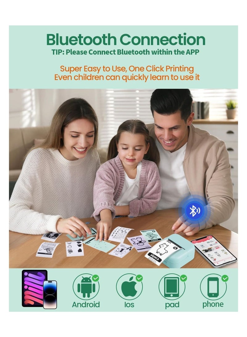 Zikra Mini Thermal Printer, Pocket Sticker Printer Label Makers, Inkless Printer with 1 Roll Paper, Portable Blutooth Small Printer, Study Printer for Pictures, Photos, Journals, DIY - Image 3