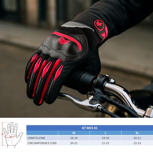 BADOWL RYDON Knuckle Protection Riding Gloves | Anti-Slip Grip & Touchscreen Sports Gloves | Durable, Breathable, All-Weather Design (RED, L) - Image 2