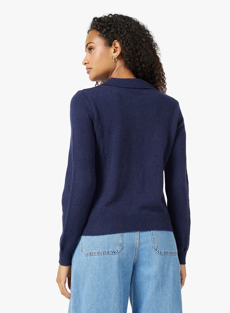 جينجر Cable Knit Bow Button Up Cardigan
