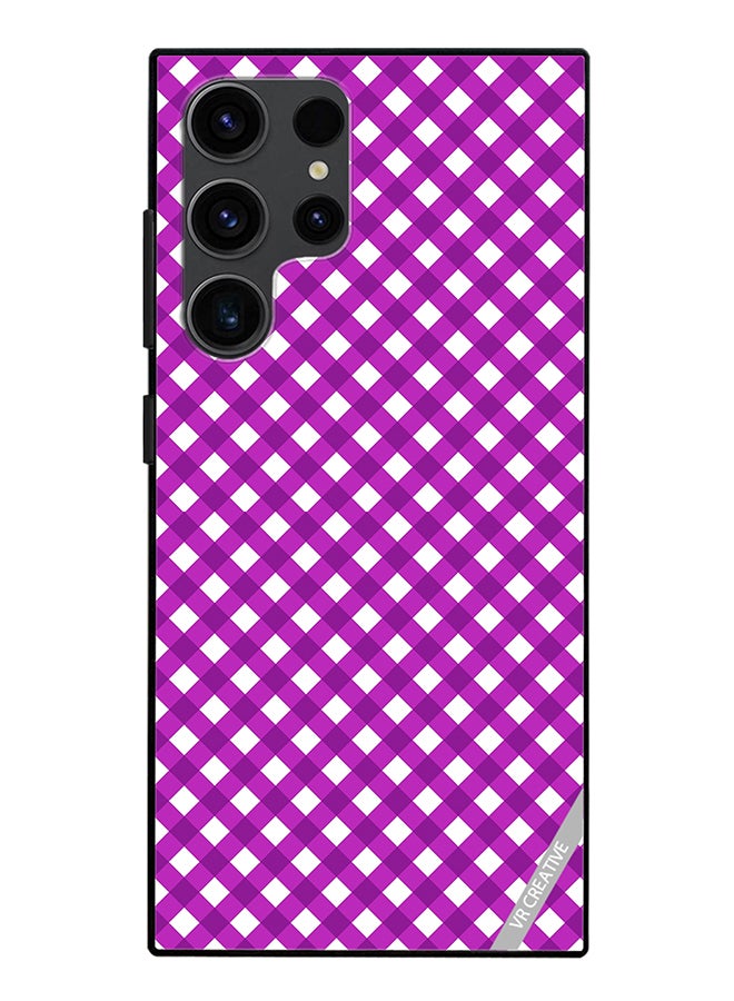 VR CREATIVE Protective Case Cover For Samsung Galaxy S24 Ultra Seamless Plaid Purple Design Multicolour - Image 1