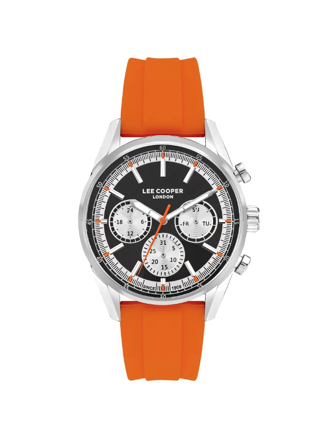 Lee Cooper Men's Watch, Multi Function Display and Silicone Strap - LC07987.357, Orange