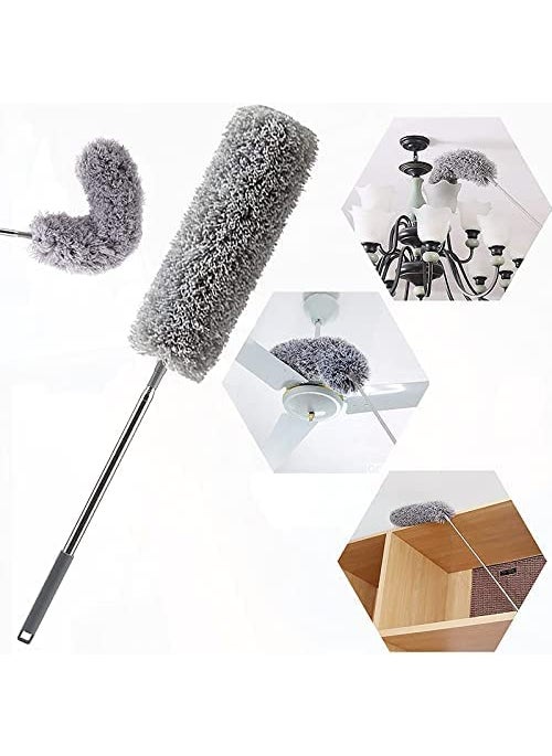 Umis Bendable Microfiber Feather Duster Fan Cleaning Mop with Extendable Long Rod for Ceiling Fans Cobweb and HardtoReach Spaces Multicolor Upto 100 inch Extendable