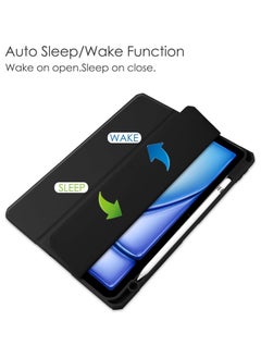 General Case Compatible with iPad Air 11 (2024)/iPad Air 6 11.0", Tri-fold Smart Tablet Case with Pencil Holder, Soft TPU Bumper Transparent Acrylic Back Shell with Auto Wake/Sleep  - Image 4