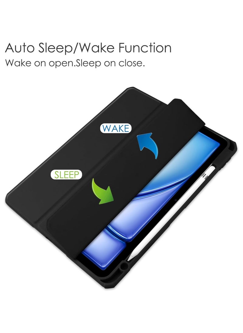 General - Case Compatible with iPad Air 11 (2024)/iPad Air 6 11.0", Tri-fold Smart Tablet Case with Pencil Holder, Soft TPU Bumper Transparent Acrylic Back Shell with Auto Wake/Sleep - Image 1