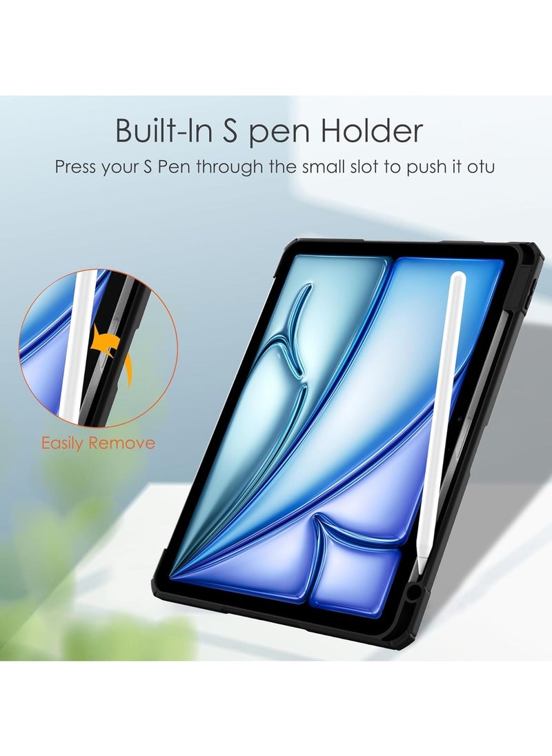 General - Case Compatible with iPad Air 11 (2024)/iPad Air 6 11.0", Tri-fold Smart Tablet Case with Pencil Holder, Soft TPU Bumper Transparent Acrylic Back Shell with Auto Wake/Sleep - Image 1